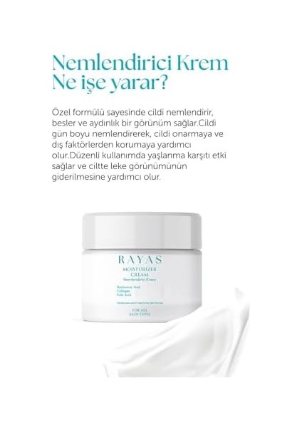 Rayas Nemlendirici Vücut ve Yüz Kremi Collagen,folic Acid ve Hyalorunic Acid Özlü 50 ml