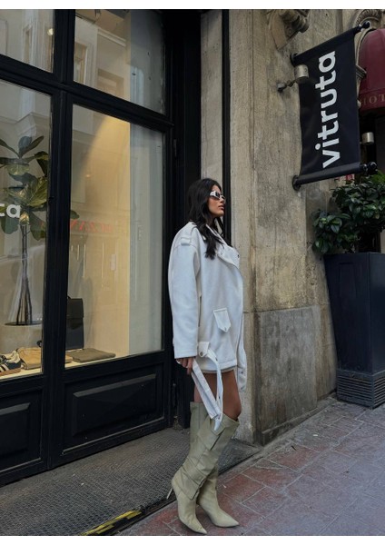 Kaşe Kaban Boyfriend Kalıp Etek Ucu Kemerli fiyatları