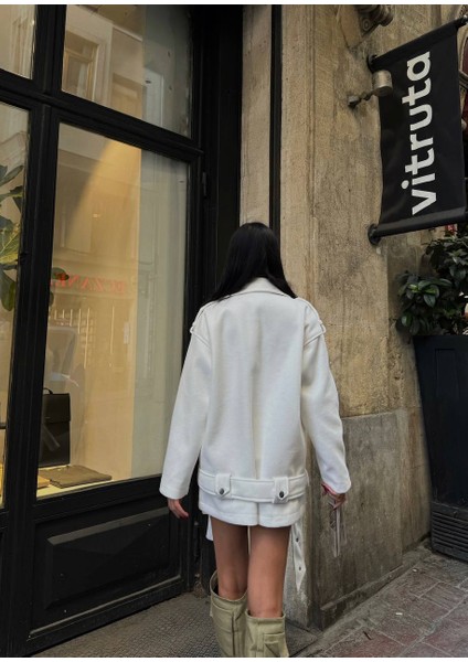 Kaşe Kaban Boyfriend Kalıp Etek Ucu Kemerli fırsatları