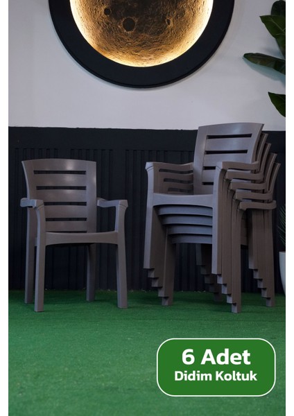 Didim Istiflenebilir Bahçe Balkon Koltuk Sandalye 6 Adet