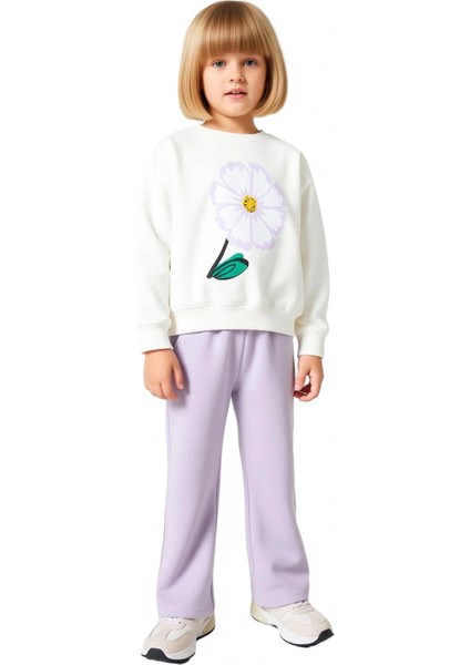 Kız Çocuk Pamuklu Sweatshirt ve Eşofman Altı Takımı Çiçek Baskılı Kaliteli Şık Rahat fiyatları