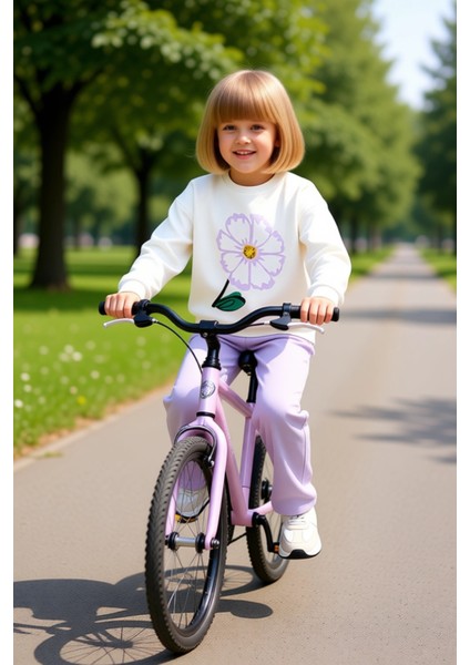 Kız Çocuk Pamuklu Sweatshirt ve Eşofman Altı Takımı Çiçek Baskılı Kaliteli Şık Rahat fırsatları