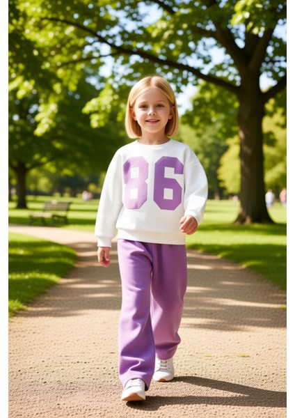 Kız Çocuk Pamuklu Baskılı Oversize Eşofman Takımı Rahat ve Şık Günlük Giyim Kaliteli Şık Rahat