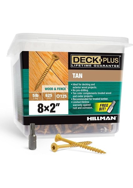 Plus Wood Screws, Self-Drilling, Tan Ceramic, 2-In. x #8, 5-Lbs. -48414