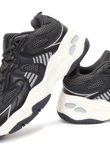 Kadın Gri Bağcıklı Kalın Tabanlı Sneaker 25AFD494214