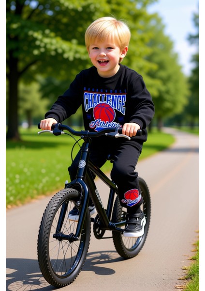 Erkek Çocuk Basketbol Temalı Pamuklu Eşofman Takımı Kaliteli Şık Rahat Günlük fiyatları
