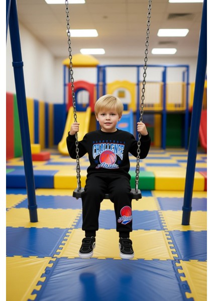 Erkek Çocuk Basketbol Temalı Pamuklu Eşofman Takımı Kaliteli Şık Rahat Günlük modelleri