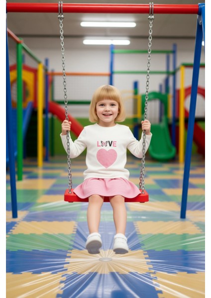 Kız Çocuk Örme Bisiklet Yaka Uzun Kollu Üst ve Pileli Etek Takımı Kaliteli Şık Rahat modelleri