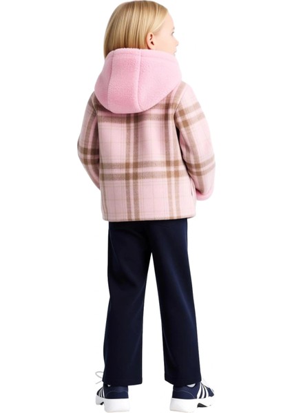 Kız Çocuk Üçlü Set Ekose Ceket Tişört ve Pantolon Kaliteli Şık Rahat Günlük