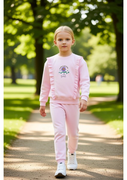 Sevimli Panda Desenli Kız Çocuk Örme Eşofman Takımı Kaliteli Şık Rahat Günlük