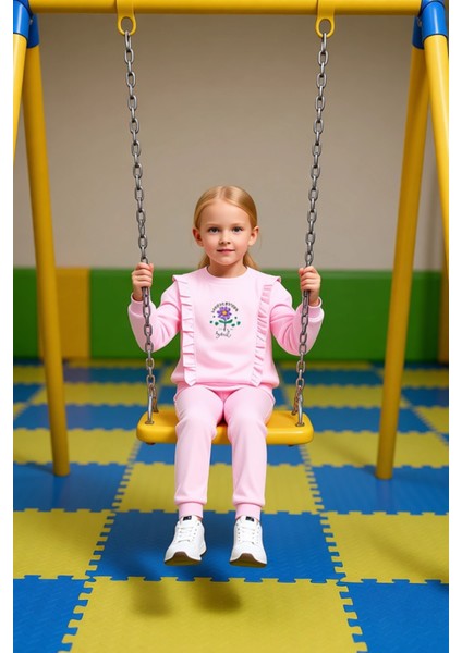 Sevimli Panda Desenli Kız Çocuk Örme Eşofman Takımı Kaliteli Şık Rahat Günlük modelleri