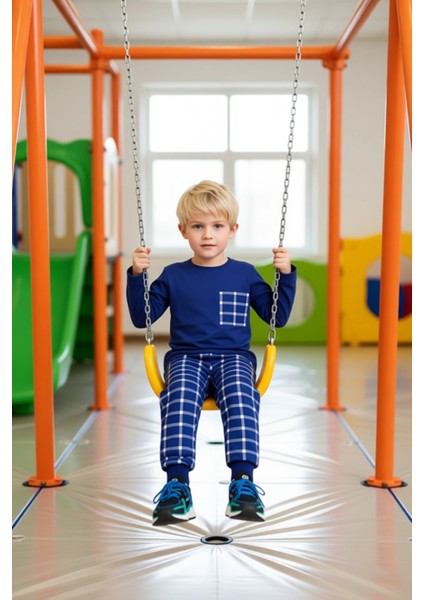 Erkek Çocuk Pamuklu Örme Ekose Desenli Uzun Kollu Pijama Takımı Kaliteli Şık Rahat modelleri