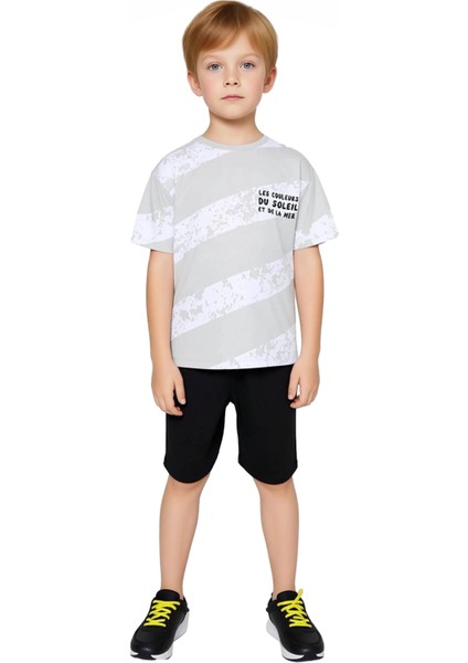 Erkek Çocuk Pamuklu Bisiklet Yaka Kısa Kollu T Shirt ve Şort Takımı Kaliteli Şık Rahat fırsatları