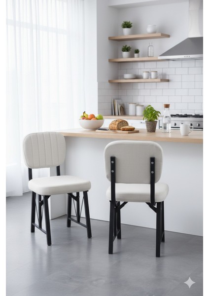 Elfin Mutfak Sandalyesi Yemek Odası Bahçe Balkon Otel Restoran Kafe Sandalyesi - 1 Adet - Krem