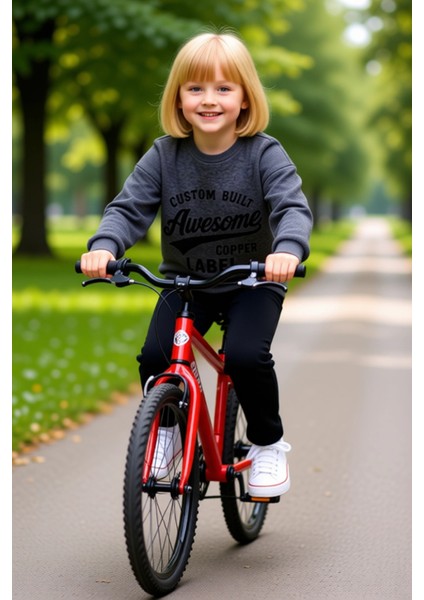 Kız Çocuk Slogan Baskılı Bisiklet Yaka Polar Sweatshirt ve Tayt Takımı Kaliteli Şık Rahat fiyatları