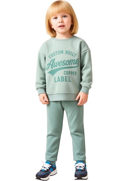 Kız Çocuk Slogan Baskılı Bisiklet Yaka Polar Sweatshirt ve Tayt Takımı Kaliteli Şık Rahat fırsatları