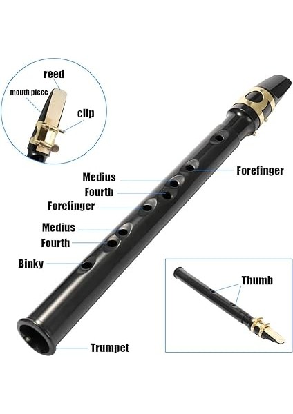 Siyah Cep Sax Mini Taşınabilir Saksafon Küçük Saksafon Taşıma Çantası Nefesli Enstrüman ile fiyatları