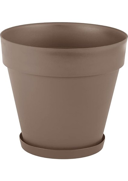 YS03 Yalı Saksı Drenaj Aparatlı Tabaklı Dekoratif Saksı 16CM, 3 Litre Mocha