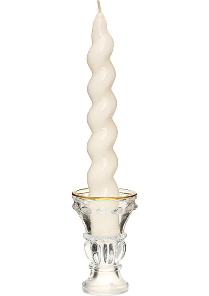 2&apos;li Twirl Glow Beyaz Şamdan Mum Seti (18 Cm)
