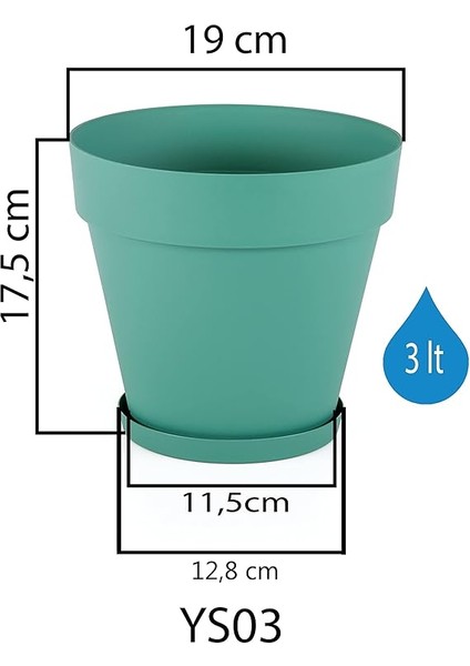 YS03 Yalı Saksı Drenaj Aparatlı Tabaklı Dekoratif Saksı 16CM, 3 Litre Mocha fiyatları