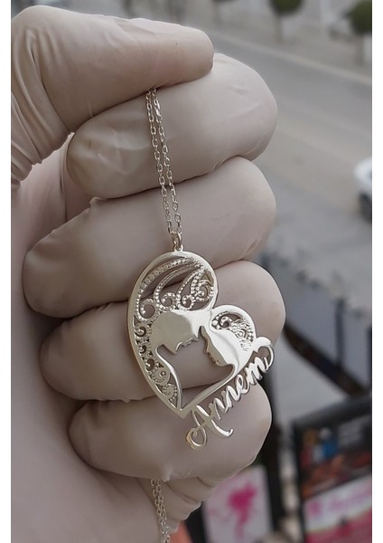 Gümüş Annem Yazılı Kolye 925 Ayar