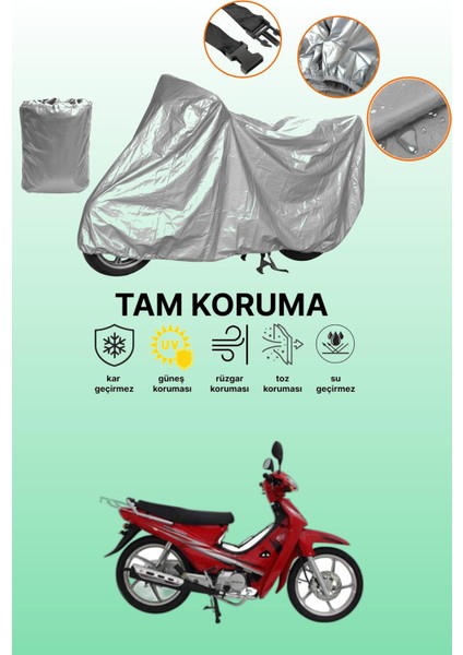 Gri Mondial 100 Mfm Uyumlu Motosiklet Brandası, Koruyucu Örtü, Motor Branda