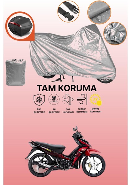 Gri Arka Çanta Uyumlu Tvs Neo X3I Uyumlu Motor Brandası, Koruyucu Örtü