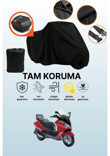 Siyah Arka Çanta Uyumlu Aprilia Atlantic 200 Uyumlu Motosiklet Brandası, Koruyucu Örtü