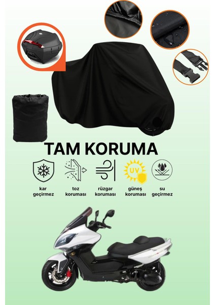 Siyah Arka Çanta Uyumlu Kymco Xciting 500I R Uyumlu Motosiklet Brandası, Koruyucu Örtü