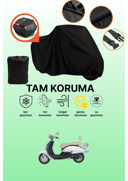 Siyah Arka Çanta Uyumlu Mondial 50 Znu Uyumlu Motosiklet Brandası, Koruyucu Örtü