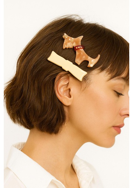 Köpek Detaylı Akrilik Toka Seti 2 Adet