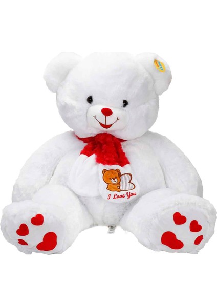 Atkılı Peluş Ayı 70 cm - Kırmızı Atkılı