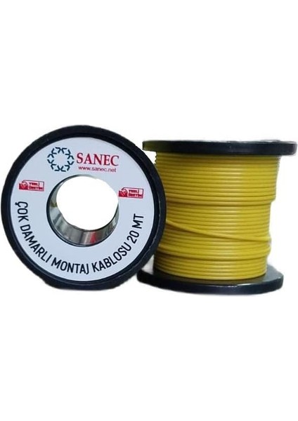 Çok Damarlı Montaj Kablosu - 22 Awg - 20 Metre - Sarı