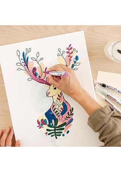 Start Easy Set Akrilik Boya Kalemleri, Su Geçirmez; Ince ve Orta Uç, Kartpostal Pedi Dahil - 8'li Akrilik Kalem Seti (Nordik) - Kaya Boyama Için Akrilik Işaretleyiciler fiyatları