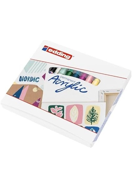 Start Easy Set Akrilik Boya Kalemleri, Su Geçirmez; Ince ve Orta Uç, Kartpostal Pedi Dahil - 8'li Akrilik Kalem Seti (Nordik) - Kaya Boyama Için Akrilik Işaretleyiciler fırsatları