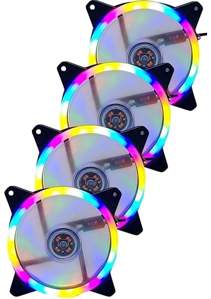 4 Adet 120MM Rainbow Rgb Kasa Fanı Renkli Gökkuşağı Fanı