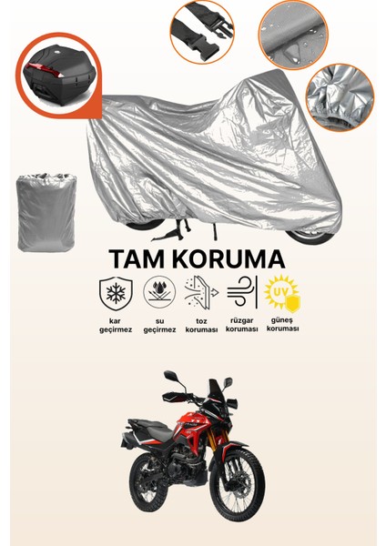 Gri Arka Çanta Uyumlu Motolux Cortado 200 Uyumlu Motor Brandası, Koruyucu Örtü