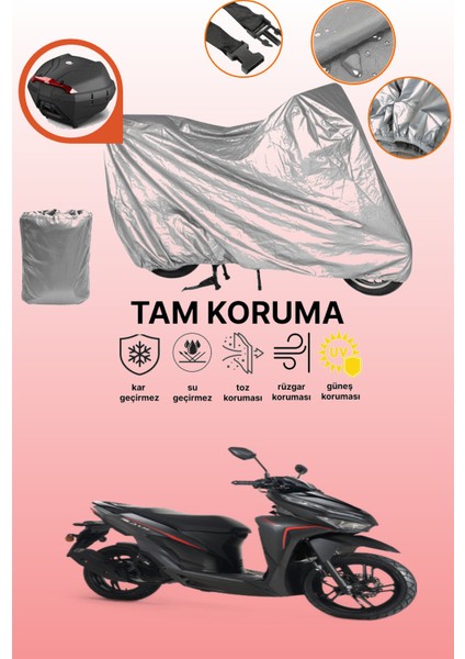 Gri Arka Çanta Uyumlu Rks Wildcat 125 Uyumlu Motor Brandası, Koruyucu Örtü