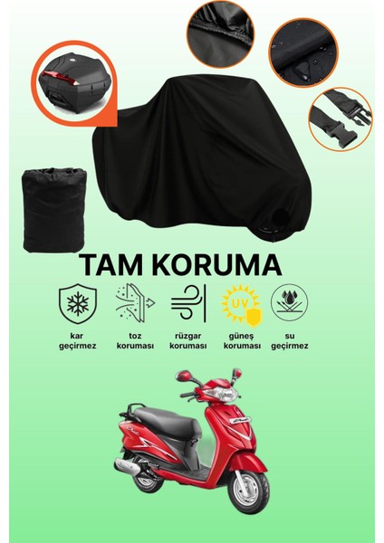 Siyah Arka Çanta Uyumlu Hero Duet Vx 110 Uyumlu Motosiklet Brandası, Koruyucu Örtü