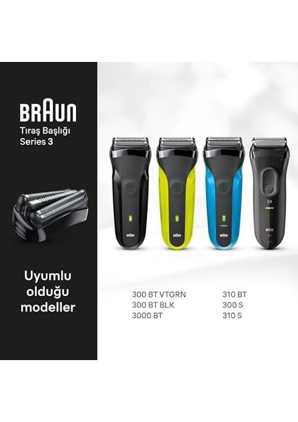 Braun Series 3+ Elektrikli Tıraş Makinesi Yedek Başlığı, 32B modelleri
