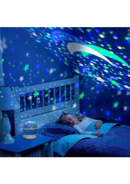 Dönen Star Master Renkli Yıldızlı Gökyüzü Projeksiyon Gece Lambası Renkli Aydınlatma