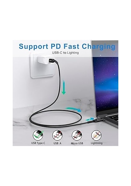 Safe 27W Type C To Lightning 2 Metre Örgülü iPhone Hızlı Şarj Kablosu Ylt-02 fiyatları