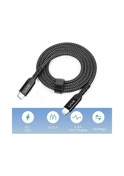 Safe 27W Type C To Lightning 2 Metre Örgülü iPhone Hızlı Şarj Kablosu Ylt-02 indirimleri