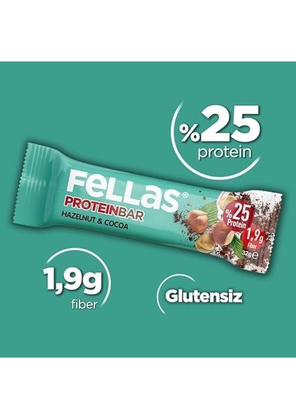 Fellas Protein Bar, Fındıklı ve Kakaolu, 32GR x 12 Adet