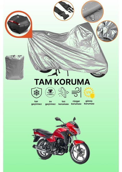 Gri Arka Çanta Uyumlu Kanuni S170T Uyumlu Motor Brandası, Koruyucu Örtü