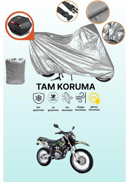 Gri Arka Çanta Uyumlu Kuba Black Cat Uyumlu Motor Brandası, Koruyucu Örtü