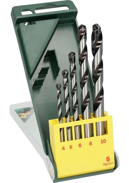 Professional 5 Parça Beton Matkap Ucu Seti (Beton Için, Darbesiz Matkaplar Için Aksesuar), Yeşil, 5 Adet