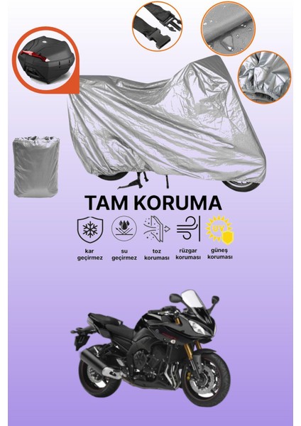Gri Arka Çanta Uyumlu Yamaha Fazer 8 Uyumlu Motor Brandası, Koruyucu Örtü