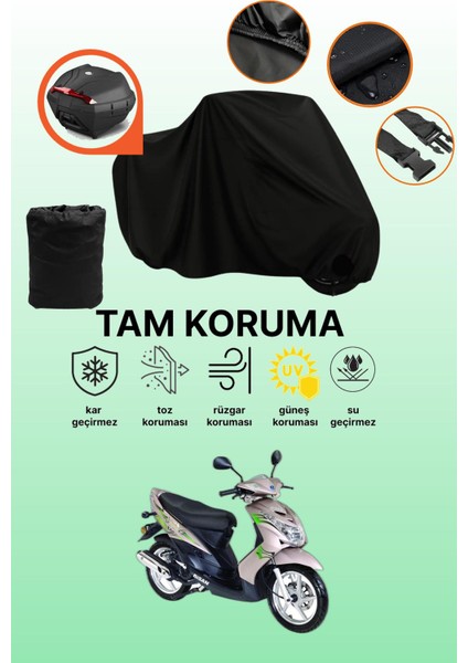 Siyah Arka Çanta Uyumlu Bisan Teos 125 Uyumlu Motosiklet Brandası, Koruyucu Örtü