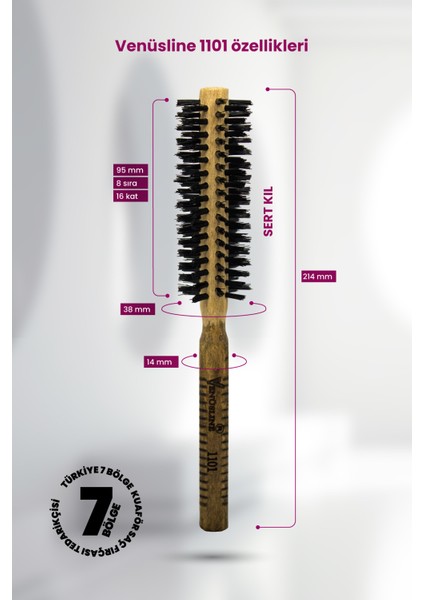 Venüsline Natural 1101 Kısa Saçlar Için Fön ve Sarma Fırçası - Sert Kıllı fiyatları